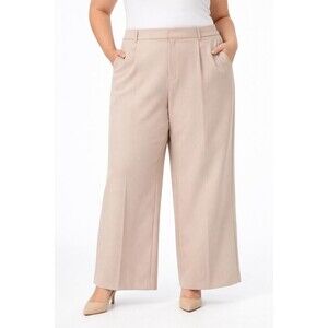 Abercrombie & Fitch Women Beige Wide-Leg Dress Pants Size 16/33 Career Stretch